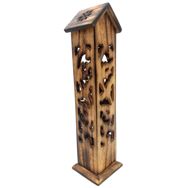 Porte encens grande tour nichoir motifs ajourés -  Portes encens