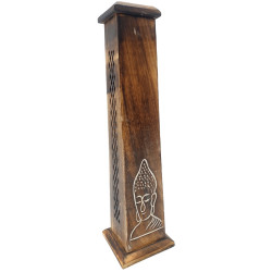 Porte encens grande tour motifs bouddha blanchi - Portes encens