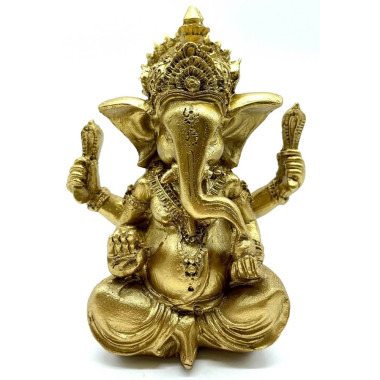 Statuette en résine dorée de Ganesh 13 cm