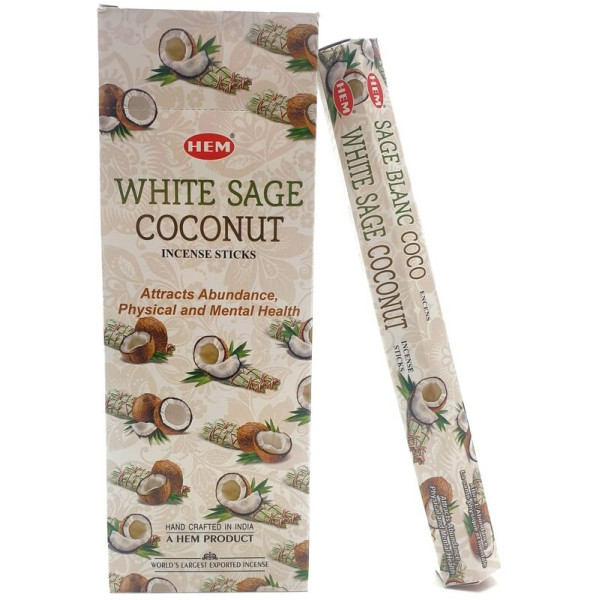 Encens hem sauge blanche coco 20 g -  Batons d\'encens