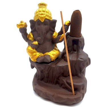 Porte encens bakcflow céramique Ganesh 14 cm