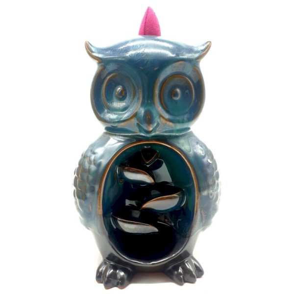 Porte encens bakcflow céramique hibou 16 cm