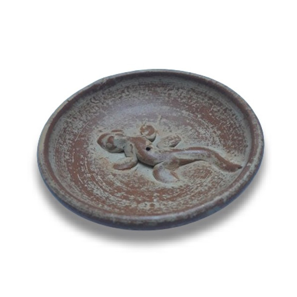 Porte encens en terra cota motif lézard -  Accueil