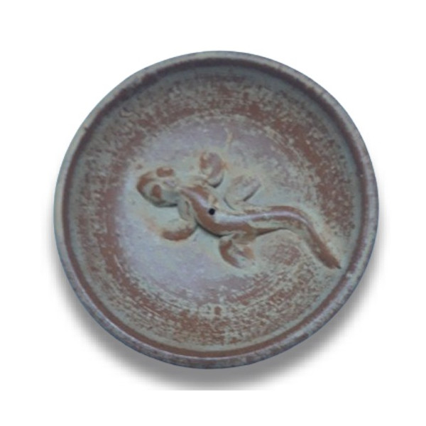 Porte encens en terra cota motif lézard -  Accueil