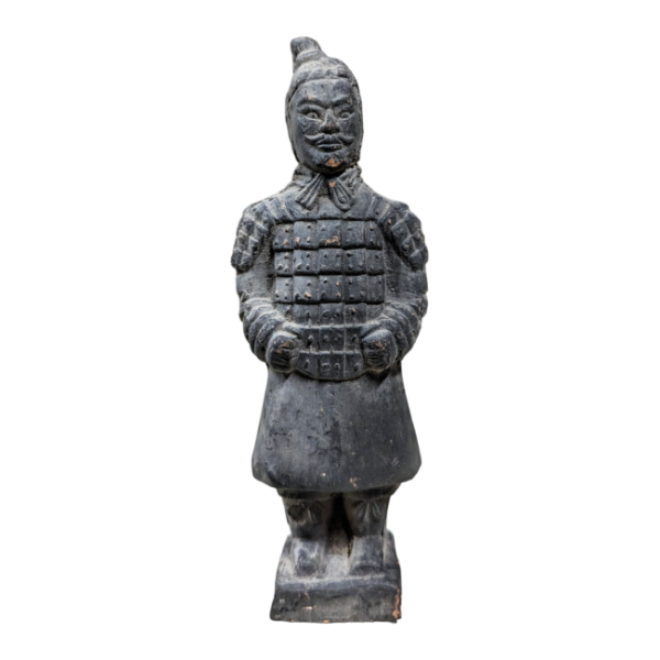 Statue en Terracotta guerrier 12 cm noire face