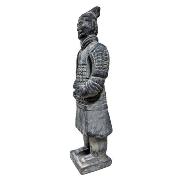 Statue en Terracotta guerrier en armure 22 cm de profil
