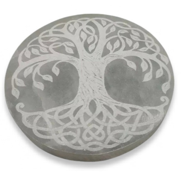 Plaque de sélénite arbre de vie 10 cm -  Pierres Lithothérapie