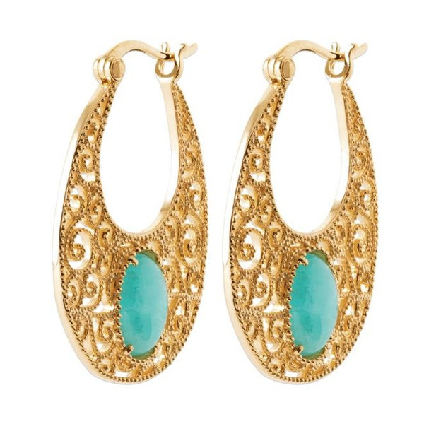 Boucles d'oreilles plaqué or et amazonites