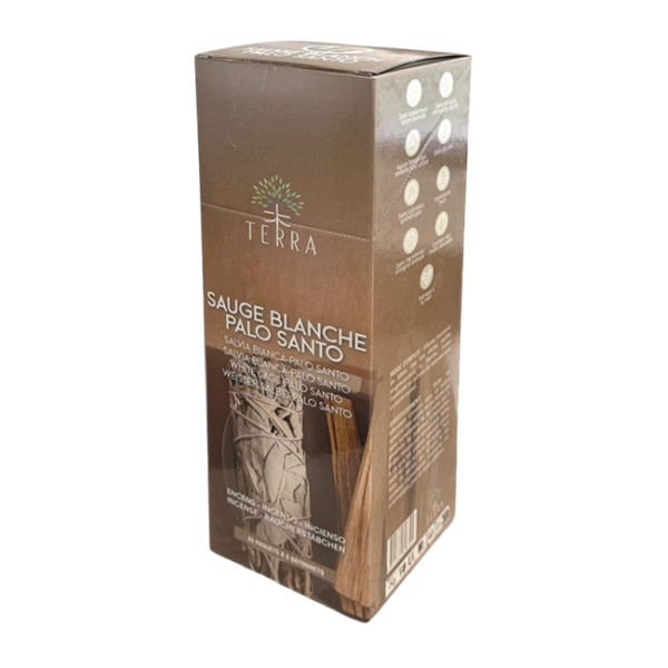 Encens bâtons Terra sauge blanche et palo santo 12 gr Encens bâtons Terra sauge blanche et palo santo 12 gr
