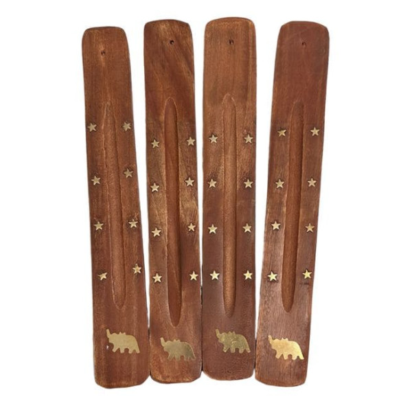 Lot de 10 portes encens pour bâton en bois et motif éléphant en laiton