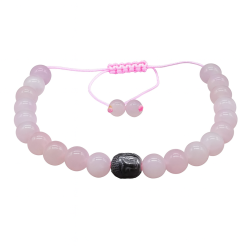Bracelet ajustable quartz rose perles de 8 mm