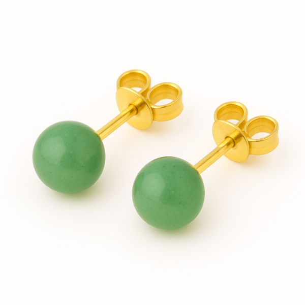 Clous d'oreilles aventurine de 8 mm -  Pierres Lithothérapie