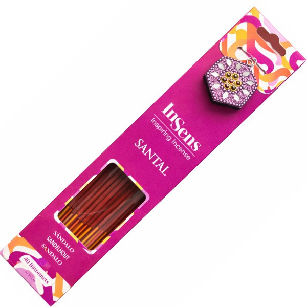Paquet de 40 bâtonnets d'encens Santal avec porte encens