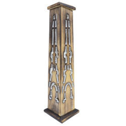 Porte-encens en bois tour totem Inca 30 cm
